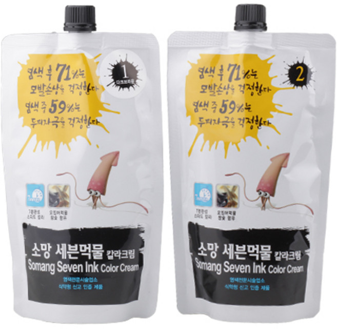 소망 세븐스피드먹물 칼라크림(오징어먹물) 400ml, 다크브라운, 1개