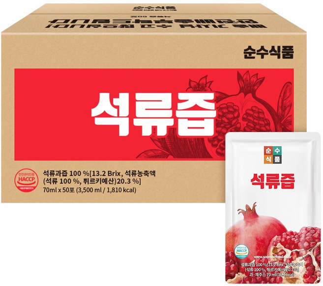 순수식품 석류즙, 70ml, 50개