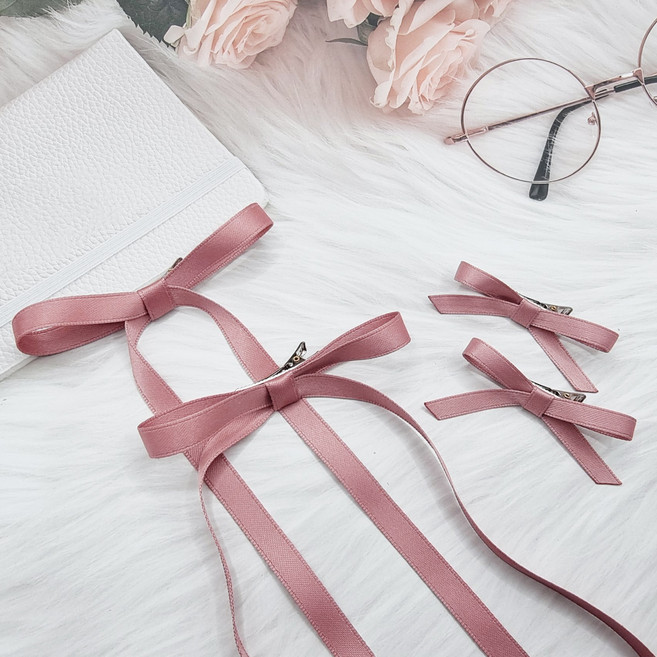에떼리본 세틴리본 발레코어 집게핀 4P H113 헤어핀