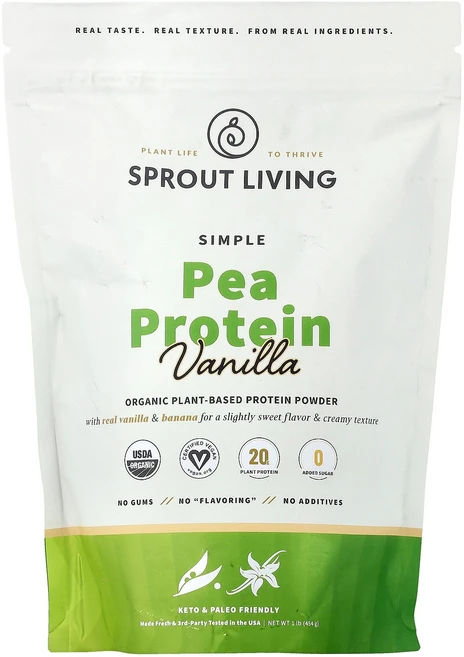 스프라우트 리빙 Sprout Living 심플 완두콩 단백질 바닐라 454g1lb123539원산지:기타, SprOUT 아웃 Living, 심플 완두콩 단백질,, 1개 - 쿠팡