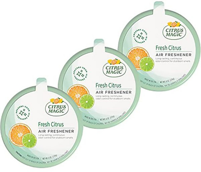 차량용 방향제 클래식 실내 시트러스 매직 냄새 흡수형 고체 퓨어 리넨 8온스 3팩, 8 Ounce (Pack of 3), White/Green