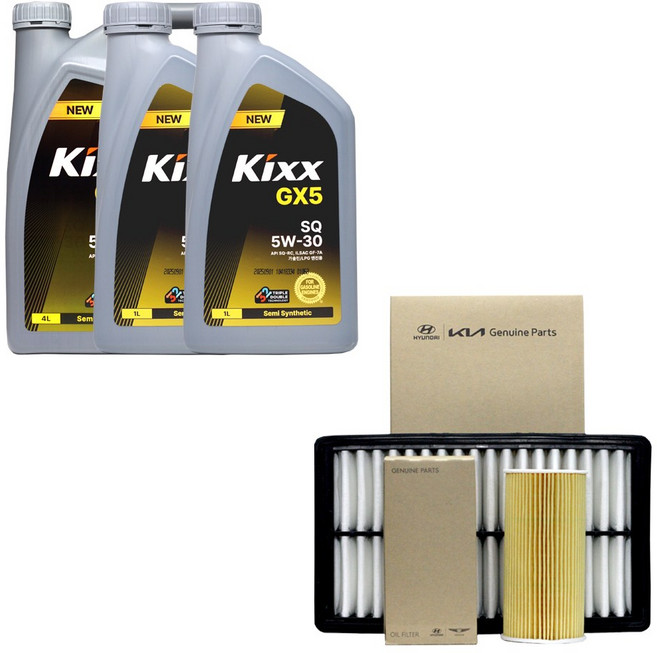 올뉴팰리세이드 하이브리드 엔진오일 킥스 GX5 5W30 6리터 순정 오일필터 에어필터