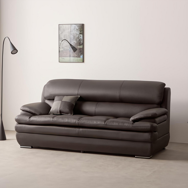 바로방가구 모멘트 프리미엄 3인용 가죽 소파 거실 사무실 쇼파, 초코