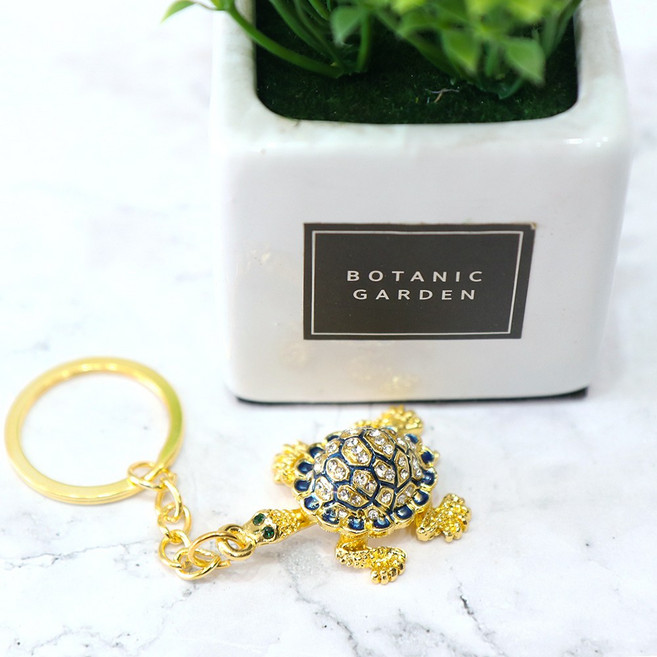 럭셔리 큐빅 거북이 열쇠고리 키홀더 키링, 1개, 2. 블루