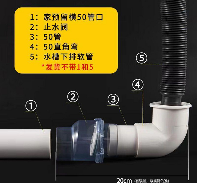 優選 止逆閥廚房衛生間下水止回閥50/75下水管單向閥管道防反水排水管 副廠商品, 1個, 50橫管套餐+ 配件