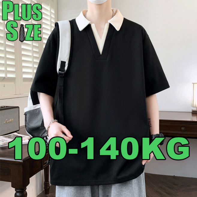 빅사이즈 남자 반팔티 브이넥 여름 오버핏 티셔츠 반팔 폴로 셔츠여름남자 5XL 6XL 7XL 8XL