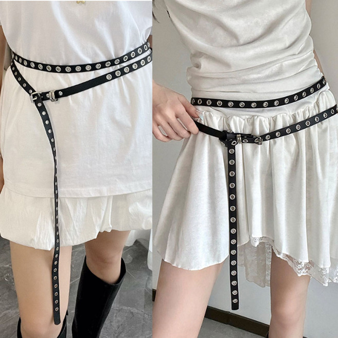 모먼트린 더블 스트랩 아일렛 슬림 벨트