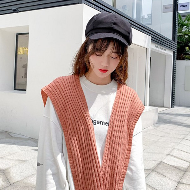 [레티고] 숄 니트 매듭 가디건 넥 스카프