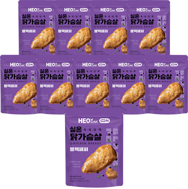 허닭ON 촉촉담백 실온 닭가슴살 블랙페퍼, 120g, 10개