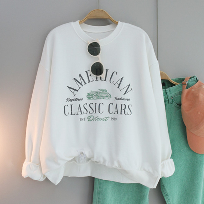 달콩 여성 봄신상 긴팔티 CAR프린팅오버핏맨투맨