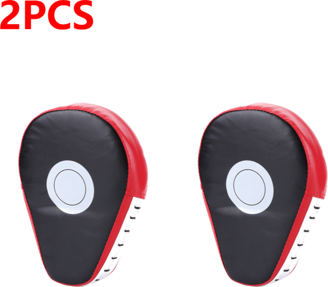 곡선 복싱 패드 무에타이 손 타겟 PU 가죽 샌다 훈련 두꺼운 내진 초점 펀칭 미트, 01 Black Red 2pcs