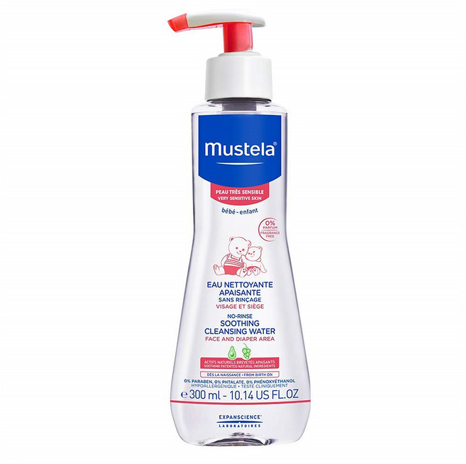 무스텔라 아보카도 베리 무향 베이비 수딩 클렌징 워터 300ml Mustela Baby Soothing Cleansing Water - No-Rinse Micellar Water, 1개