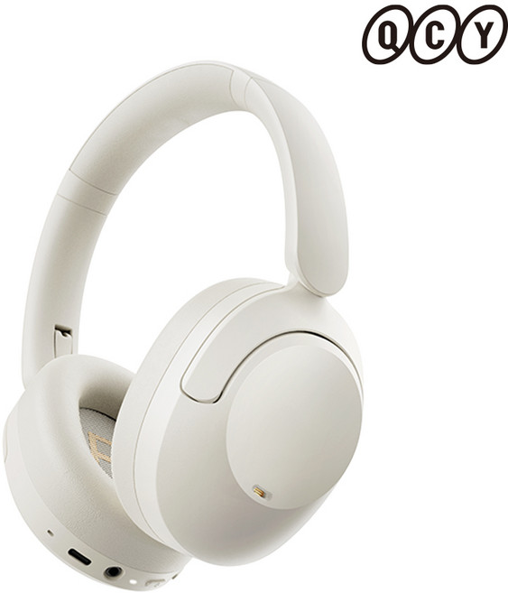 QCY H4 ANC APP 오디오 노이즈 캔슬링 블루투스 헤드폰, 베이지, H4 headset