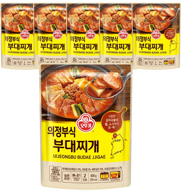 오뚜기 의정부식 부대찌개 500g X 6개 지역식 즉석 간편국