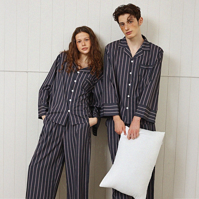 오셀픽 스탠다드 긴팔 파자마 세트 여성 남성 잠옷 커플 홈웨어