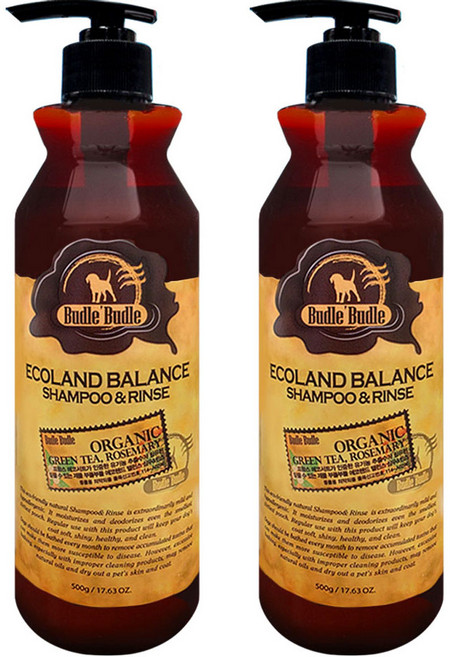 유통기한 임박 (27년 5월) 부들부들 에코랜드 강아지 밸런스 샴푸앤린스, 2개, 500ml
