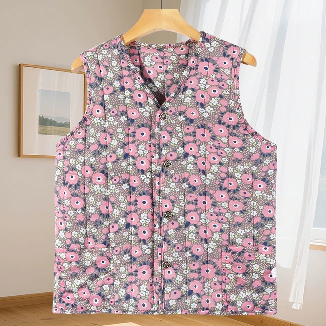 할머니 플라워 도톰 따뜻한 조끼 SH1623