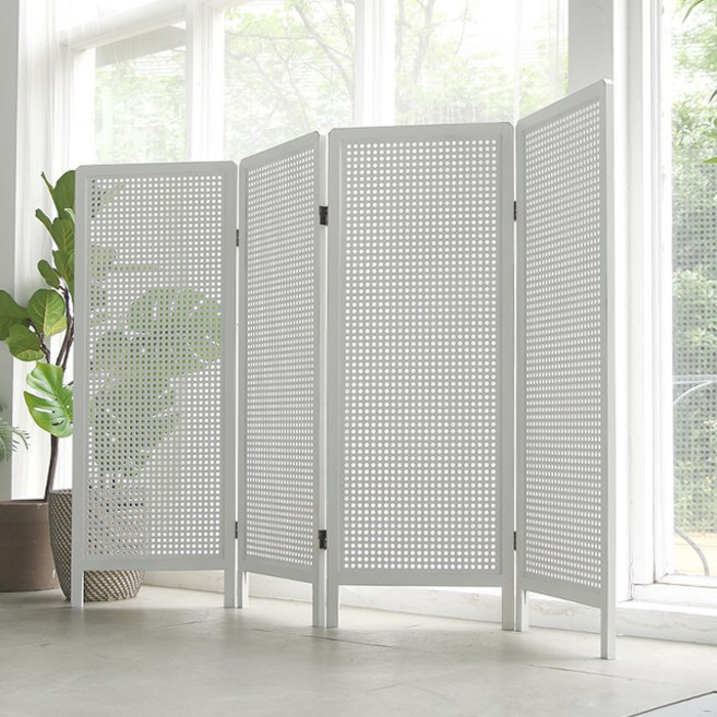 디모토 치킨와이어 미니 4단 타공 가림막 파티션, 화이트