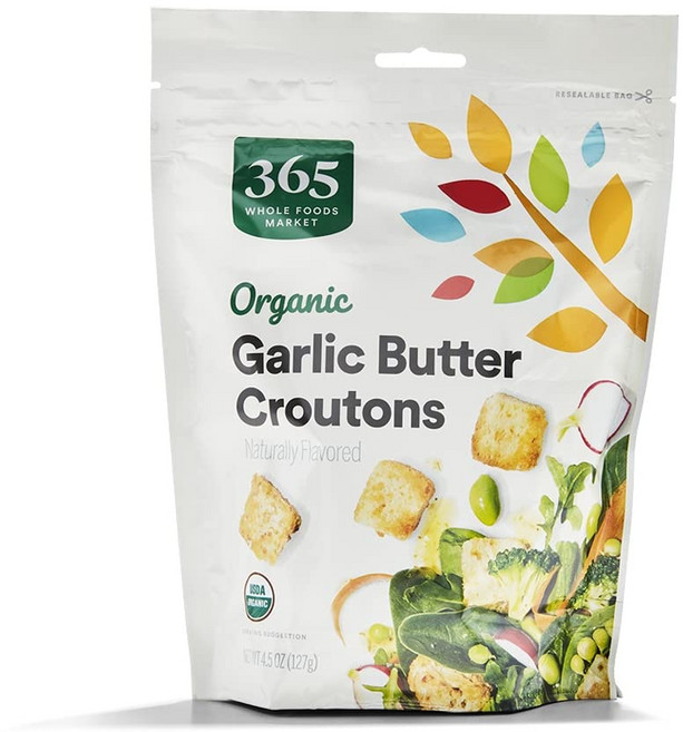 365 바이 홀 푸드 마켓 유기농 버터 및 마늘 크루통 365 by Whole Foods Market Organic Butter And Garlic Croutons 4.5, 1개, 127g