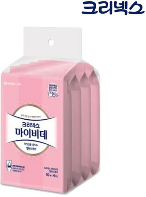 크리넥스 밸런스케어 마이비데 물티슈 10매 x4개