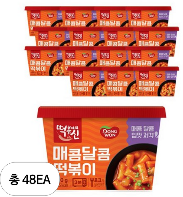 동원에프앤비 떡볶이의신 매콤달콤 컵떡볶이, 160g, 48개