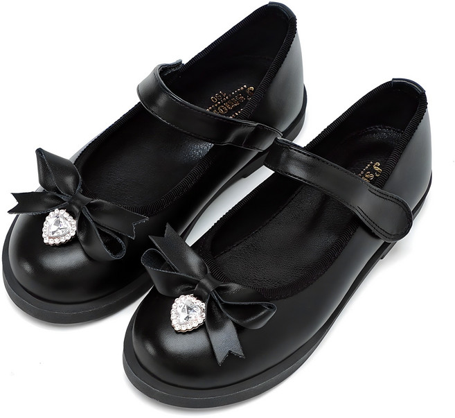 제이스맘 여아용 하트 큐빅 리본 스쿨 구두 JC740