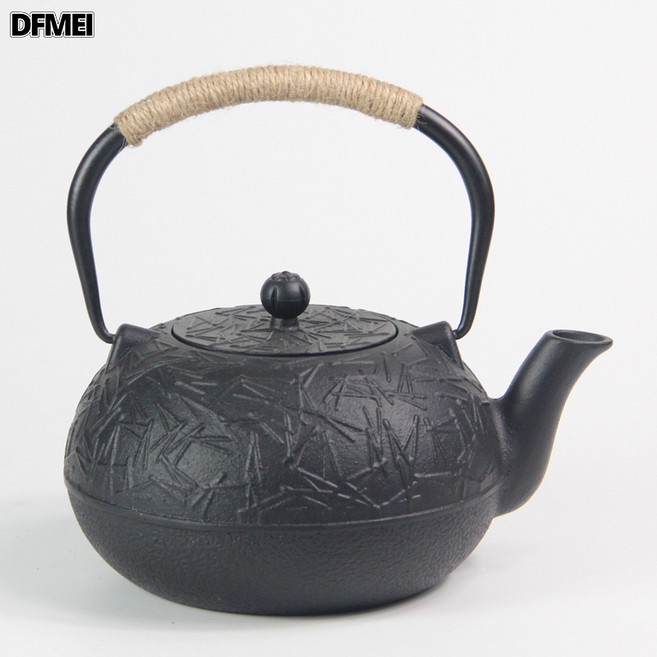 DFMEI 圍爐煮茶日式鐵壺茶壺鑄鐵壺生鐵壺燒水壺泡茶家用電陶爐茶具套裝, 1800ml松針【帶濾網】, 參考詳情, 1個