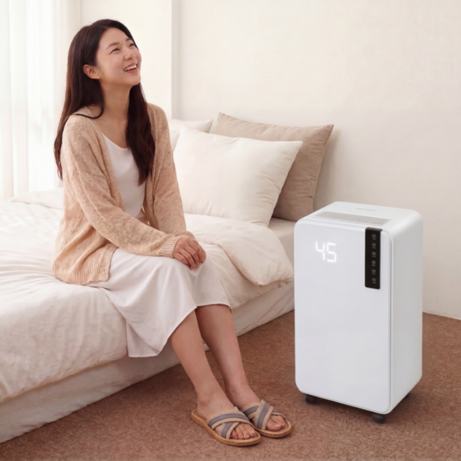 [실내쾌적제습]대우 미니 소형 원룸제습기 저소음 침실 15리터 가정용 제습기 공기건조, 화이트