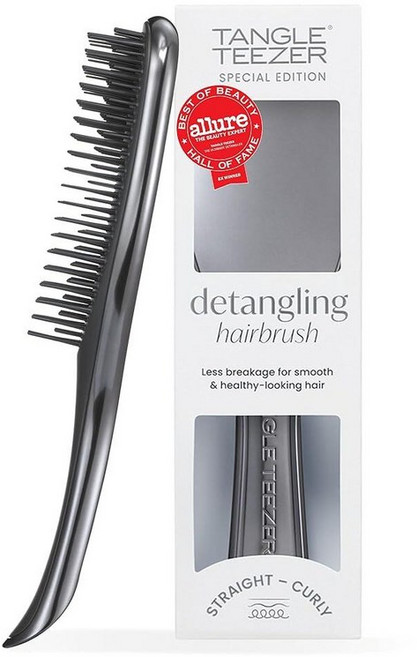 Tangle Teezer 크롬 얼티밋 디탱글러 브러시 습식 및 건조한 모발용 직모에서 곱슬머리 타입의 매듭 제거 파손 감소 건메탈 실버