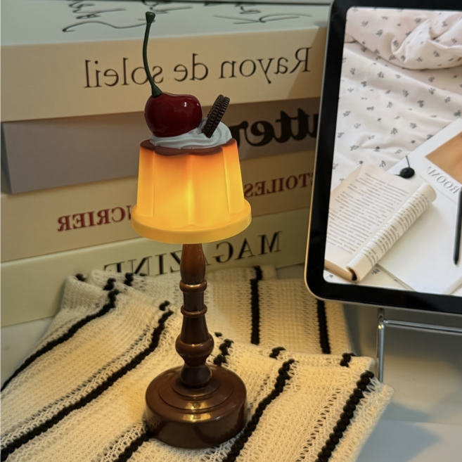 귀여운 감성 체리 푸딩 모양 야간 조명 인테리어 취침등 무드등, 5*18cm,1개