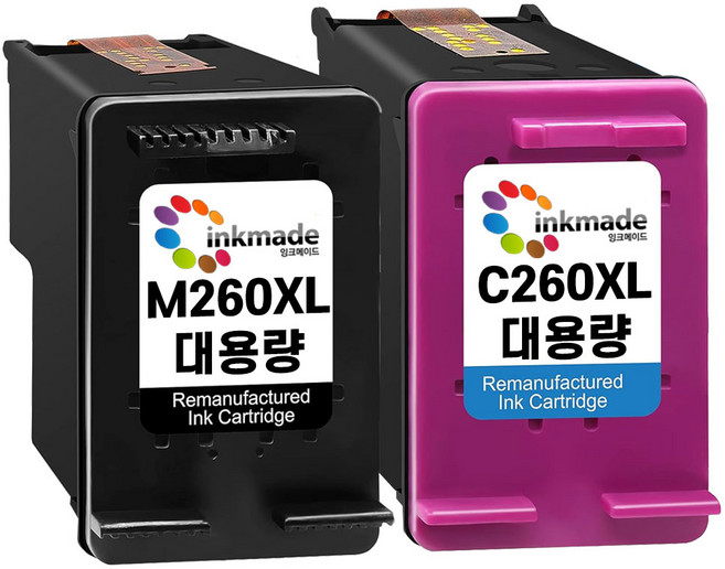 잉크메이드 INK-M260 INK-C260 대용량 재생잉크 세트 SL-J2160W SL-J2165W, 1개, 검정,칼라