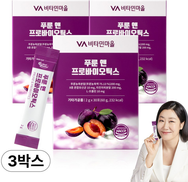 퍼펙트바이오틱스 푸룬 앤 프로바이오틱스, 60g, 3개