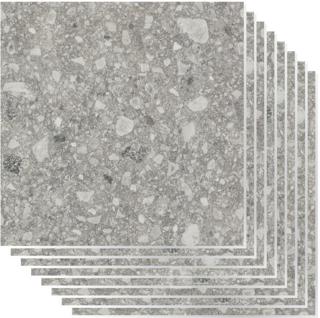 HD현대시트 접착식 정사각 PVC 바닥타일 두꺼운 3mm 데코타일 30X30cm 한국산, 8개, 그레이 테라죠 무광 (HDJ-013)