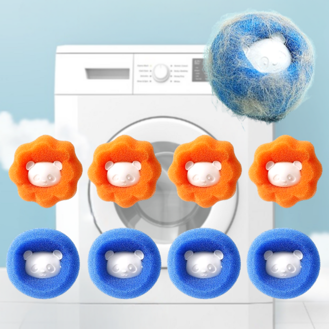 오너백 엉킴방지 먼지제거 세탁볼, 8개, 오렌지+블루