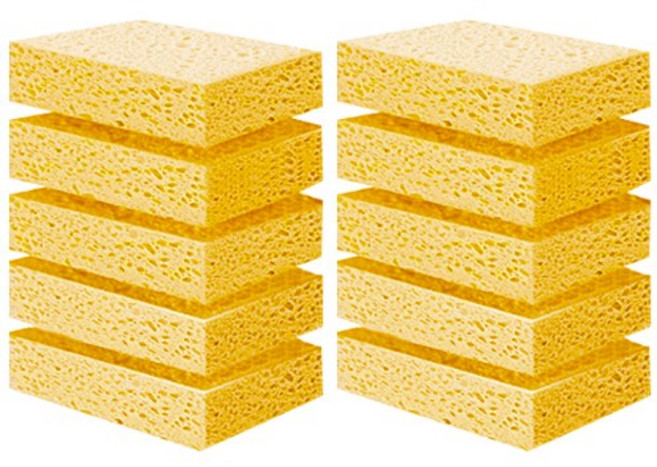 YGG 2.5cm 도톰한 무흠집 셀룰로스 스펀지 수세미, 옐로우, 1개, 1개