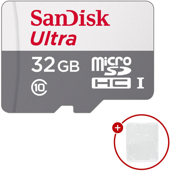 샌디스크 마이크로SD카드 울트라 SDSQUNR + SD카드 케이스, 1개, 32GB