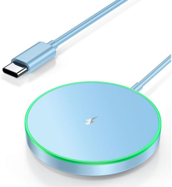 iPhone16/15/14/13/12 시리즈 및 AirPods 2와 호환되는 마그네틱 무선 충전기 15W Mag 안전 충전 패드 듀얼 포트가 있는 프로 LED 원래 교체용 （