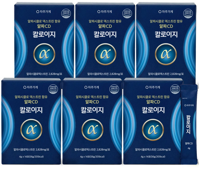 알파CD 분말 알파시클로덱스트린 제로파우더 칼로이지 식약청 HACCP 자주가게 정품 인증, 6개, 56g