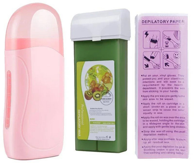영원히 핑크 롤 제모 왁스 히터 페이스 바디 제모기 가열 기계 왁싱 스트립 종이, 1개, 4. Pink Kiwi Kit / C. 영국 플러그
