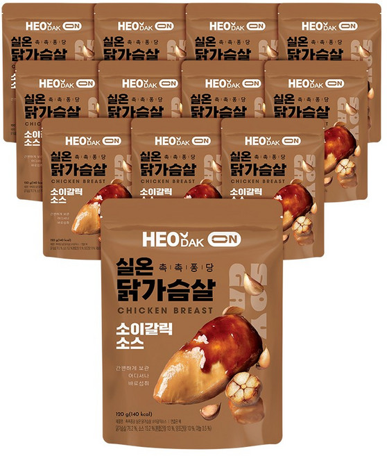 허닭ON 촉촉퐁당 실온 닭가슴살 소이갈릭소스, 120g, 12개