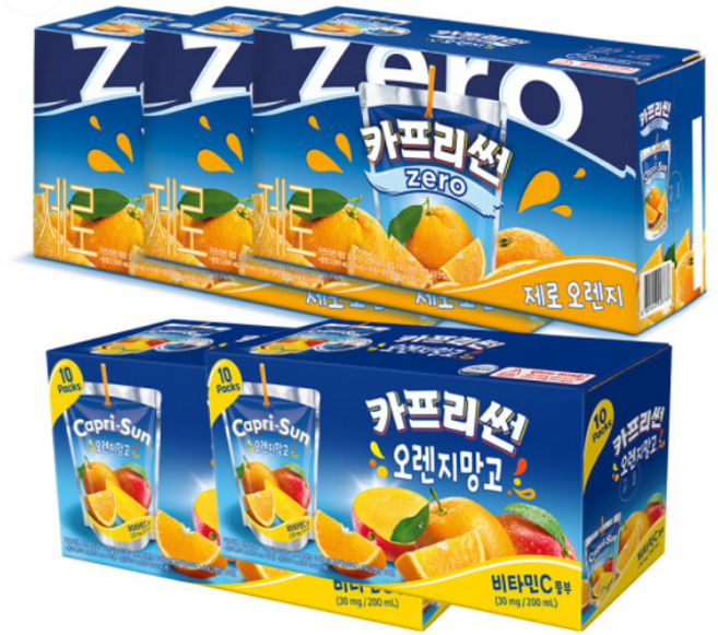 농심 카프리썬 제로 오렌지 200ml +오렌지망고 200ml