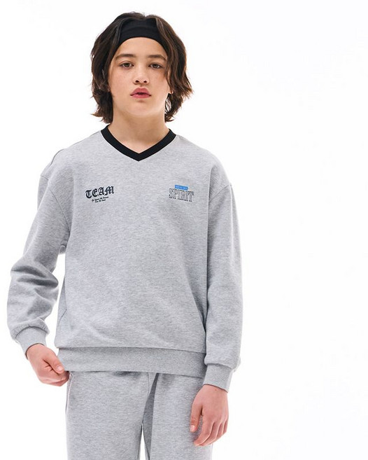 오션스카이 남아 배색 브이넥 맨투맨 티셔츠-EAJB5113B0B