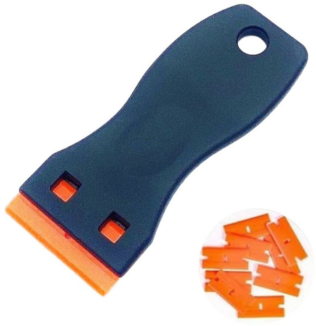 오시아드 흡집없는 스티커 제거 다용도 스크래퍼 날, 1세트, 블랙+10날