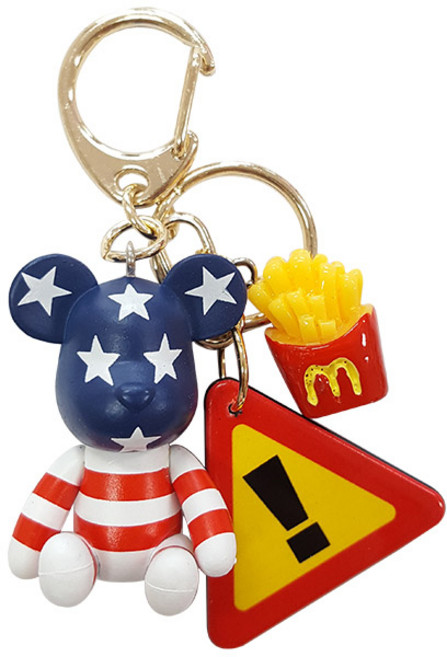 정품 포포베 키링 열쇠고리 자동차 키홀더 가방인형키링 백꾸, 화이트미국, 1개