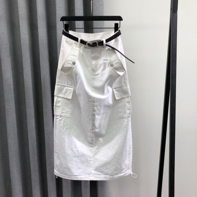 ORZQU 여성 카고 스커트 4color 트임 포켓 스트링 옆셔링 A라인 롱 스커트 벨트 세트