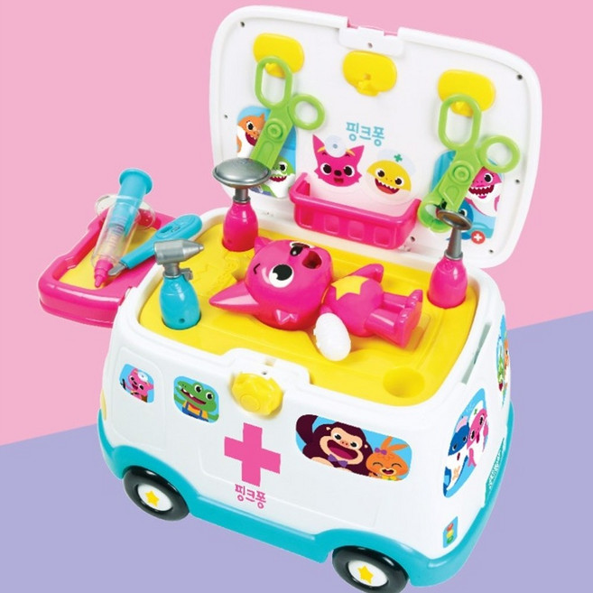 병원놀이가방 구급차 의사놀이 어린이장난감 소리나는, 혼합색상, 1개
