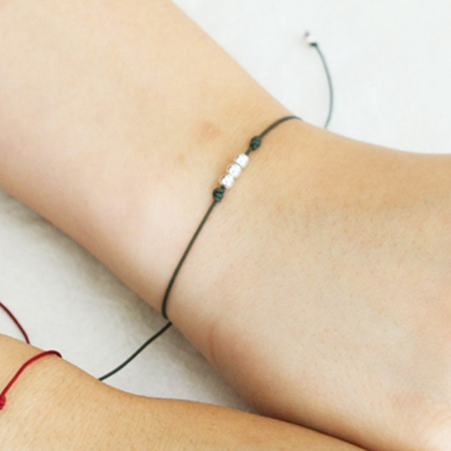 SANS 소원 매듭 비즈 원석 실팔찌 만들기 DIY 키트, 1개, 3.그린+은볼