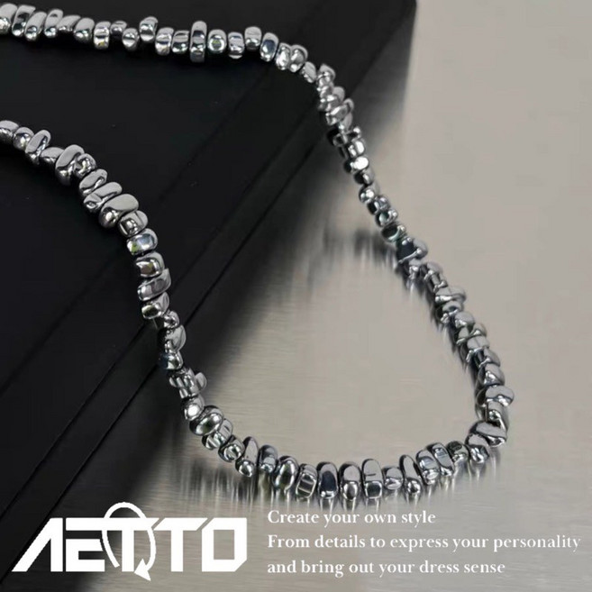 AETTO 碎銀金屬拼接項鍊 設計款 鈦鋼項鍊 男女可戴
