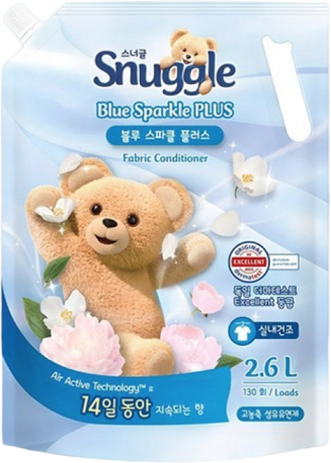 스너글 섬유유연제 블루스파클 플러스 리필, 2.6L, 1개입, 1개
