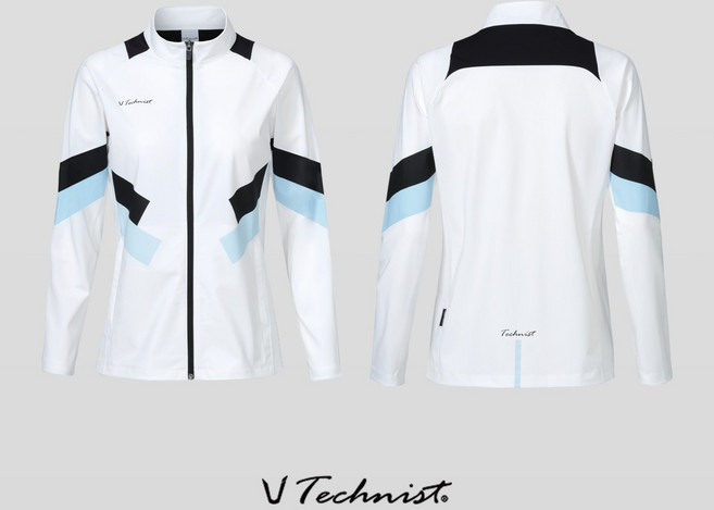 테크니스트 아울렛 TNJ4402 화이트 우븐 트레이닝 집업 상의 배드민턴 복 탁구 테니스 스포츠의류